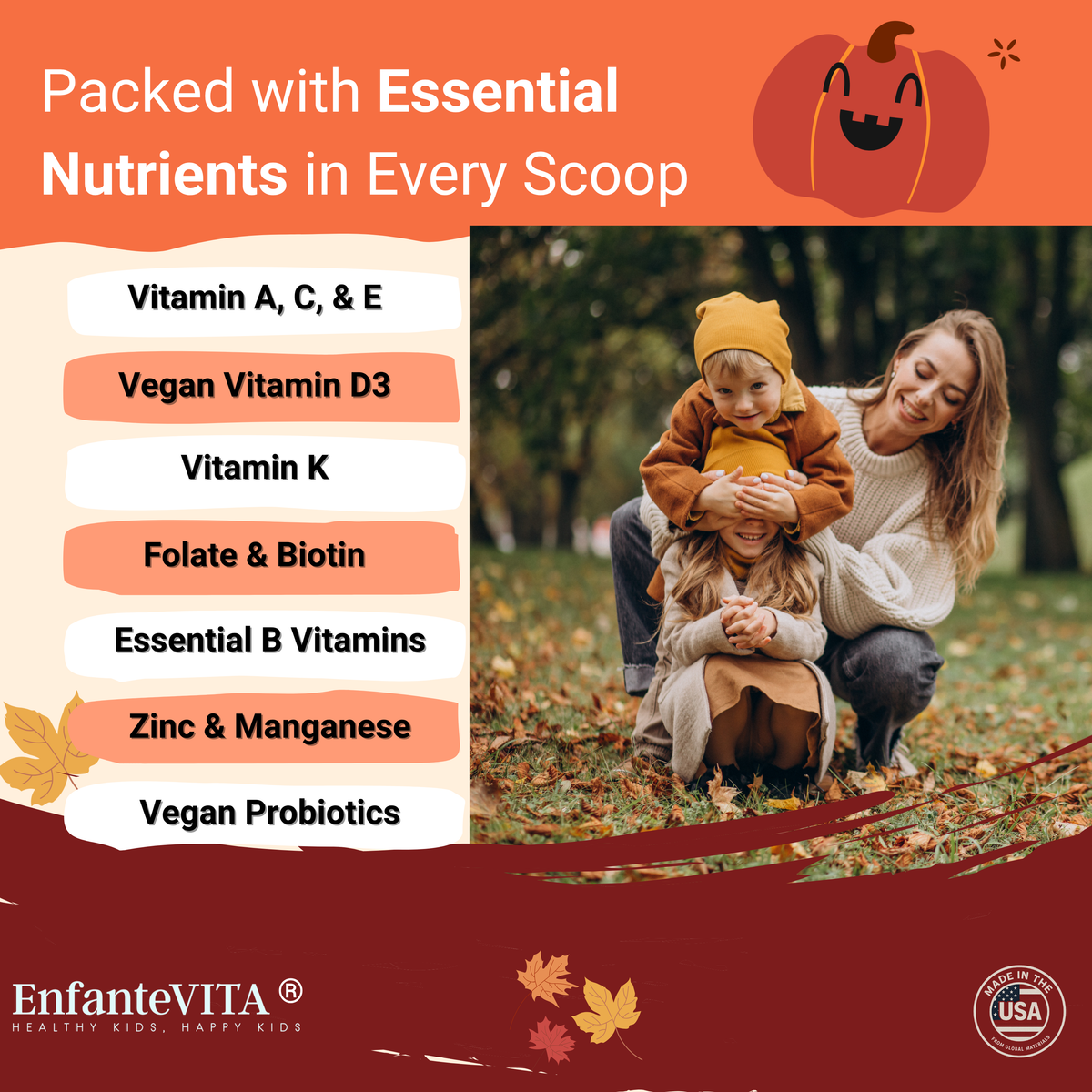 Children's Vegan Multivitamin Powder with Probiotics – Raspberry (90-Day Supply)