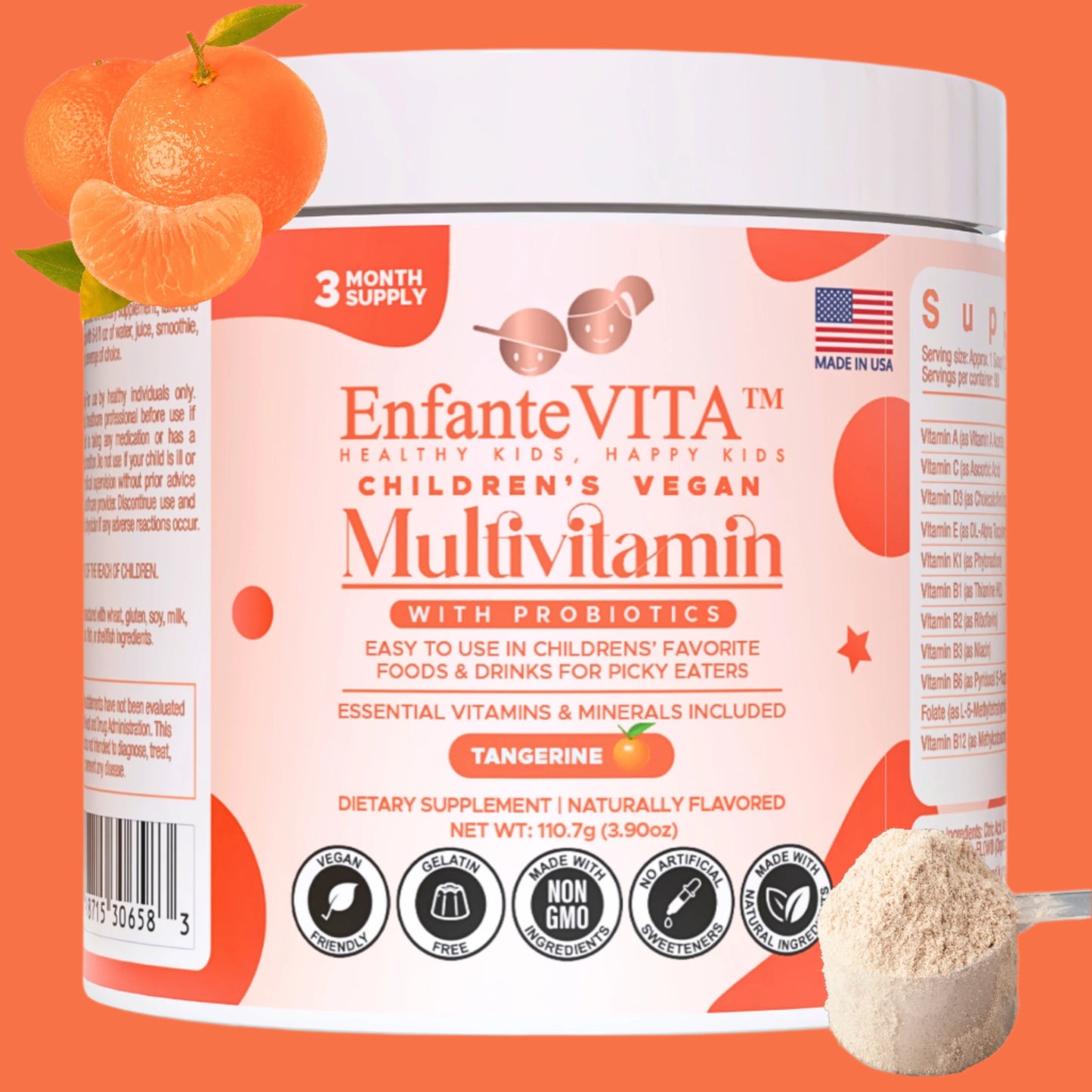 COMING SOON! Children’s Vegan Complete Multivitamin with Probiotics (90 day supply) Tangerine